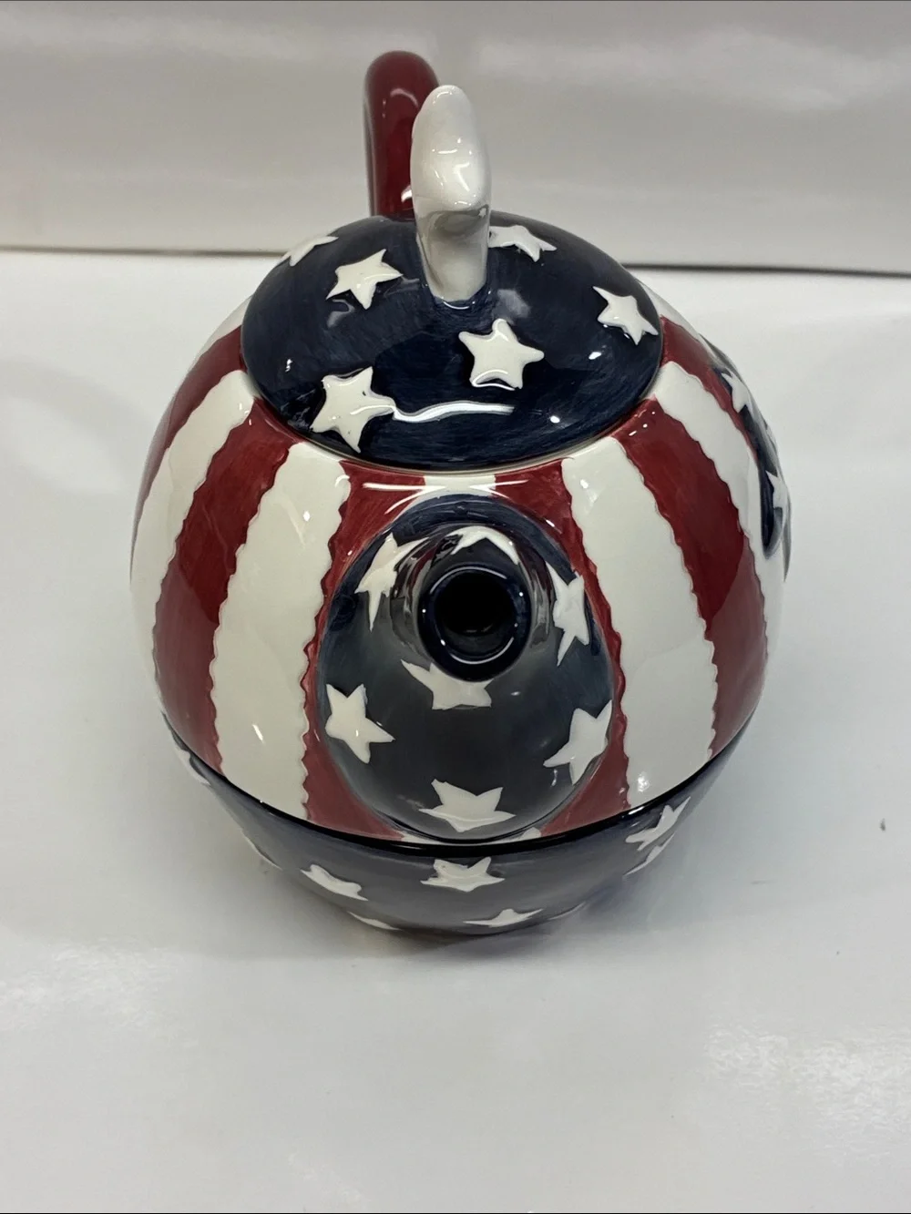 Patriotic Star Ceramic Teapot and Cup Set - Red, White & Blue